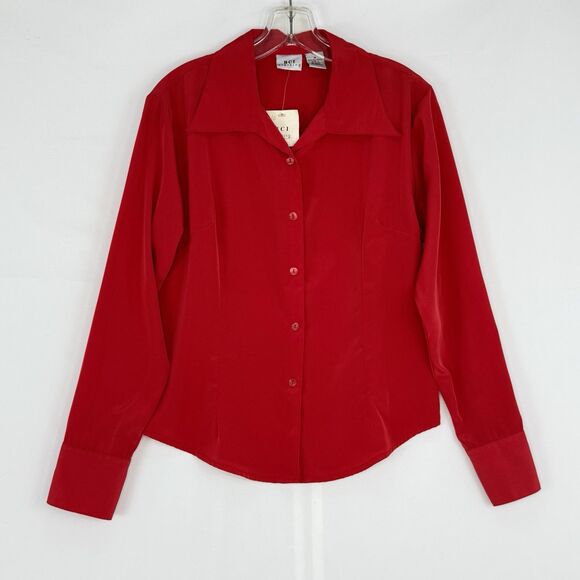 Vintage BCI Clothing Red Size M Women’s Button Down Shirt - Picture 1 of 16